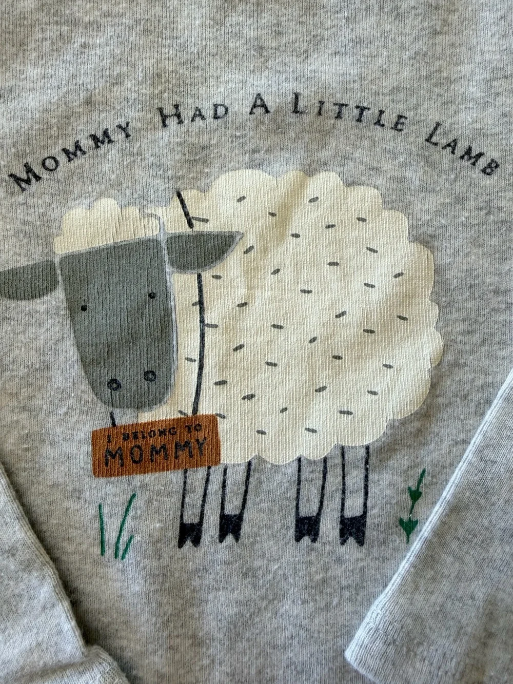3/$15 Baby GAP Gray Mommy Had A Little Lamb Cotton Long Sleeve Bodysuit 6-12M